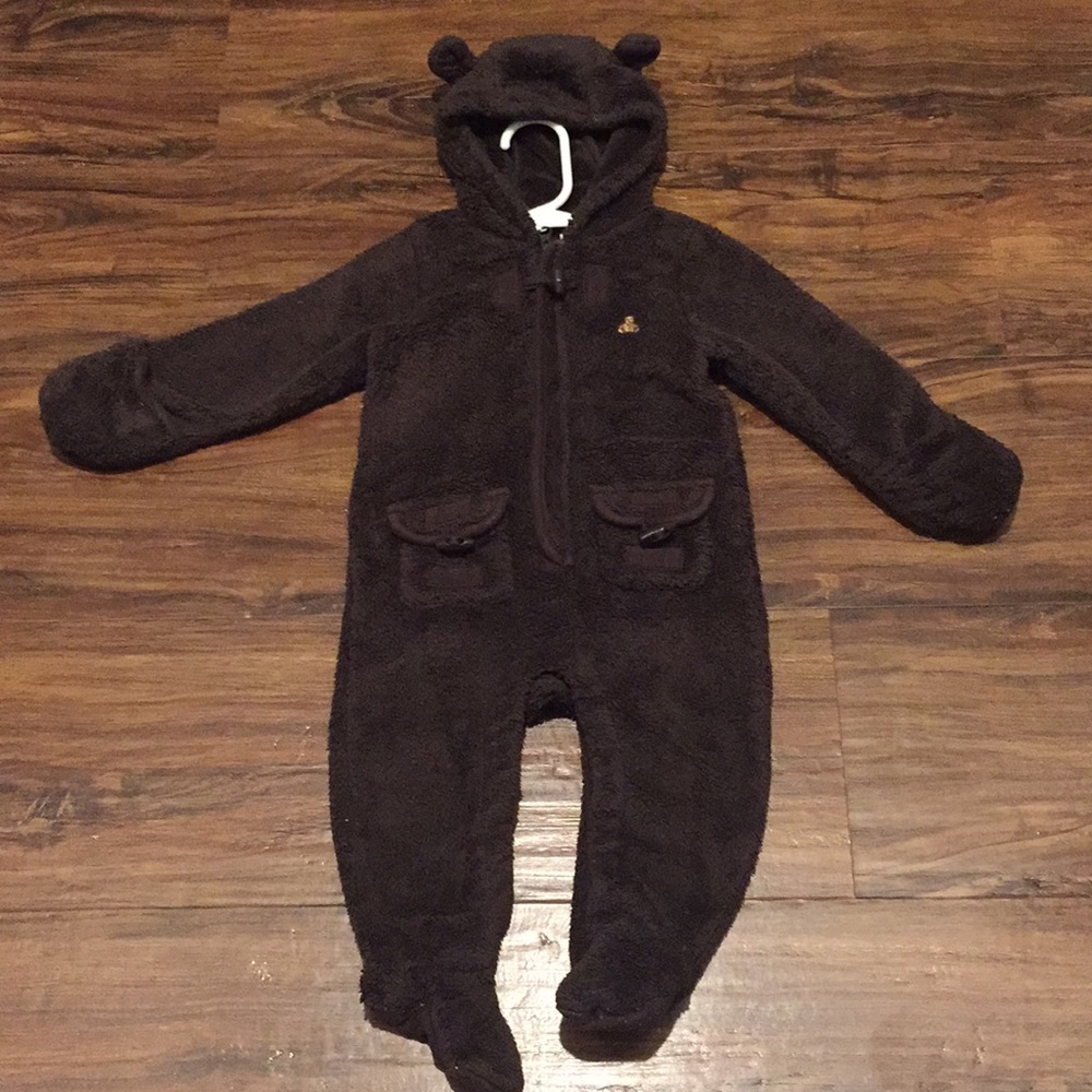Baby gap brown bear fleece bunting - 6-12 months